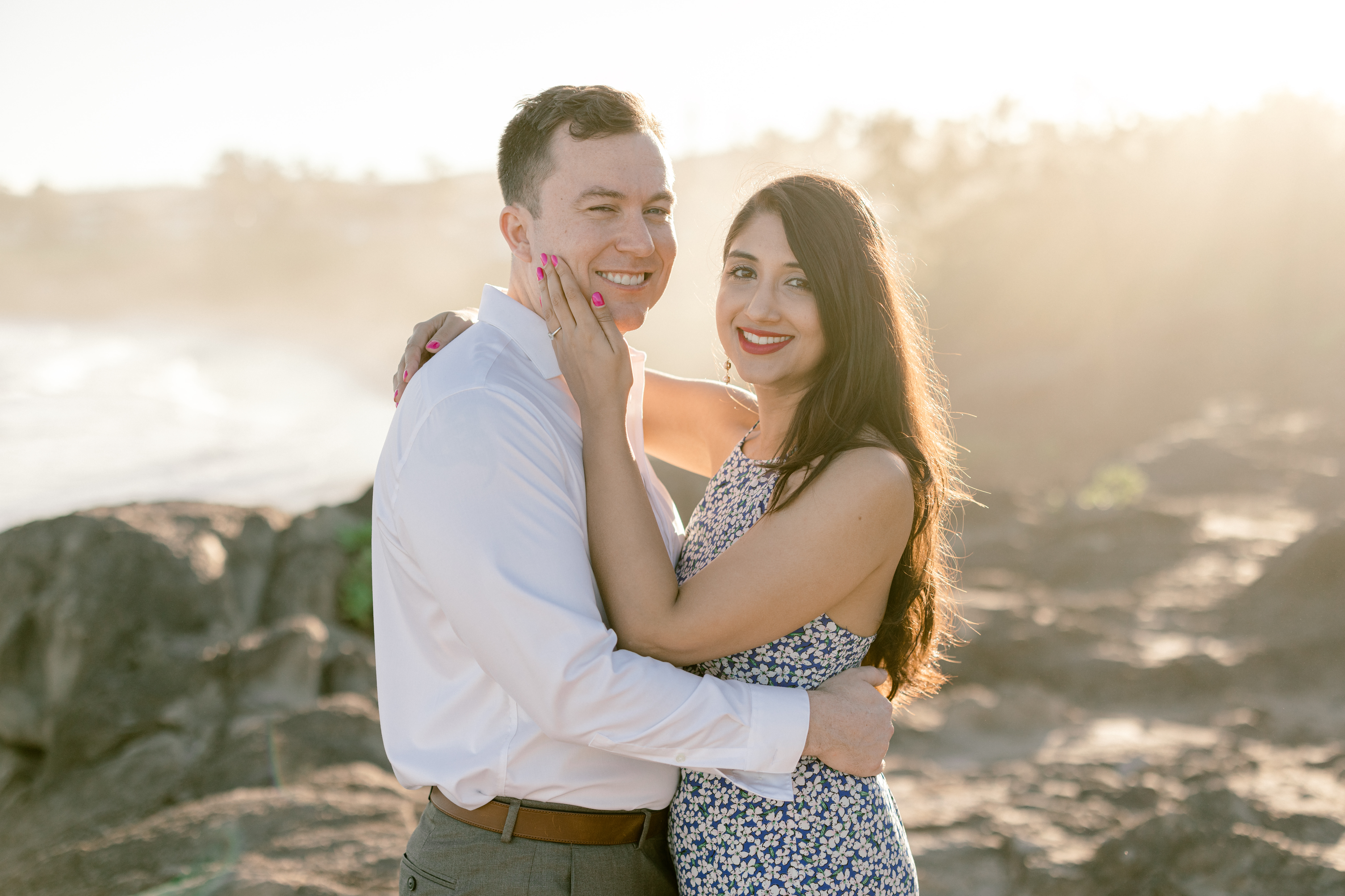 California couple celebrating their engagement with a Couple's Sunrise Photography session in west Maui.